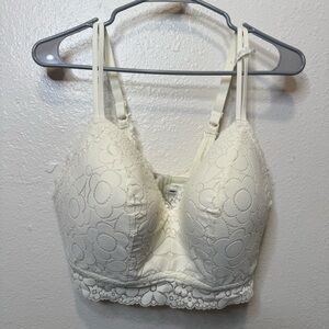 Aerie Cream Real Happy Floral Lace Wireless Convertible Bra Size 40DD NWOT